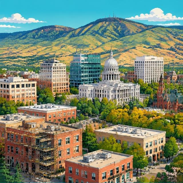Illustration of Boise buildings and rooftops for local service marketing